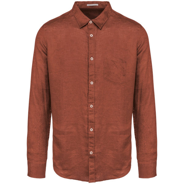 Chemise en lin homme Burnt Brick Spasso