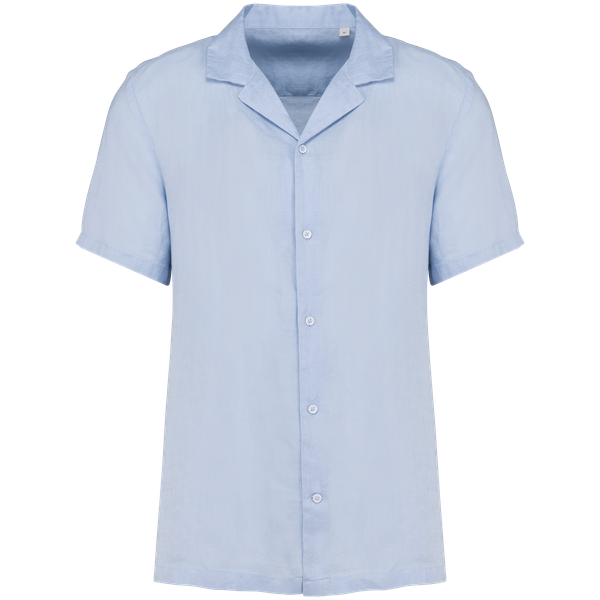 Chemise à col bowling en lin homme Linen Blue Spasso