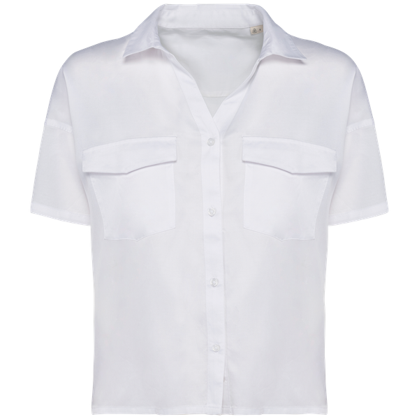 Chemise écoresponsable oversize en lyocell femme Washed White Spasso