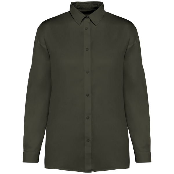 Chemise écoresponsable en lyocell femme Washed Organic Khaki Spasso