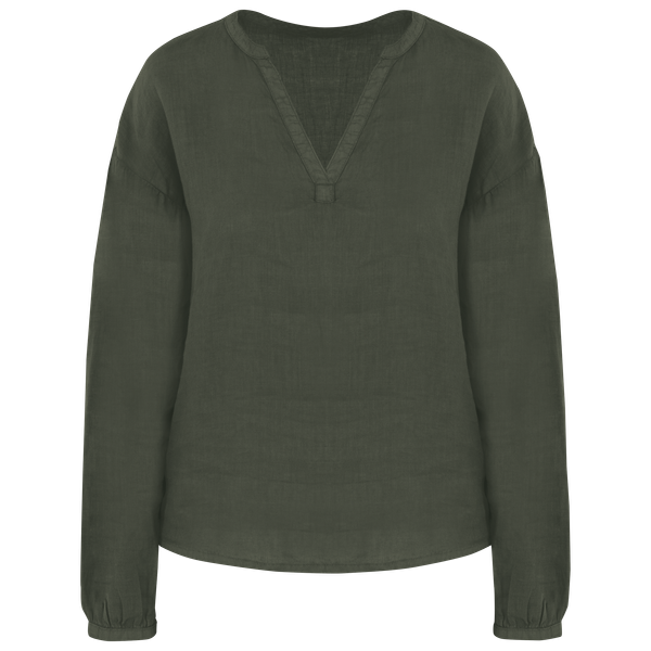 Blouse en lin femme Organic Khaki Spasso