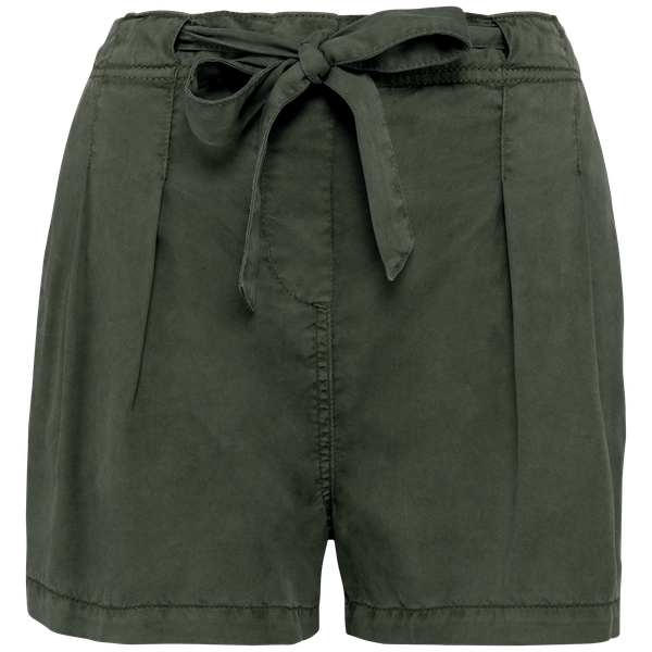 Short écoresponsable délavé en lyocell femme Washed Organic Khaki Spasso