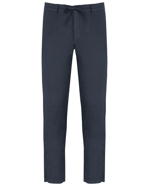 Pantalon délavé en lin homme Washed Navy Blue Spasso