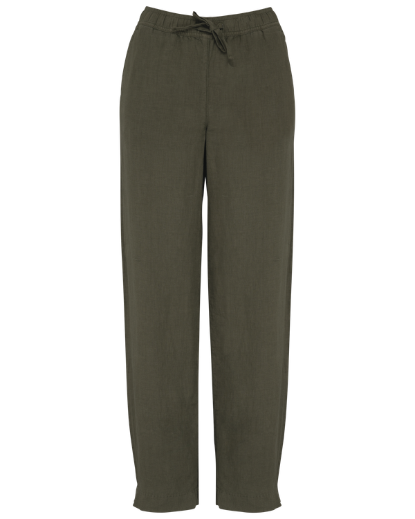 Pantalon délavé en lin femme Washed Organic Khaki Spasso