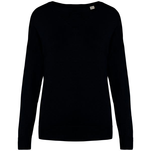 Pull écoresponsable col V en lyocell femme Black Spasso