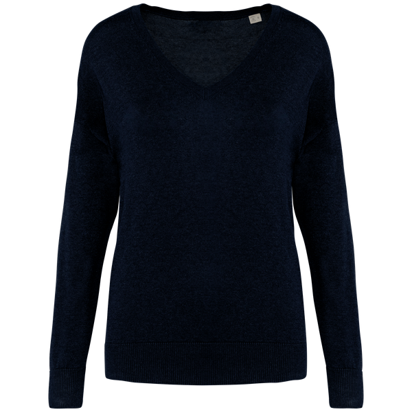 Pull écoresponsable col V en lyocell femme Navy Blue Spasso