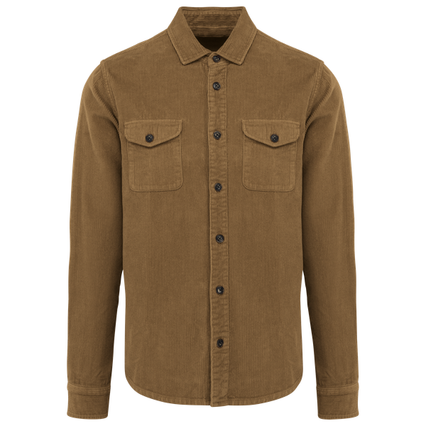 Surchemise écoresponsable délavée en velours côtelé homme Washed Brown Sugar Spasso
