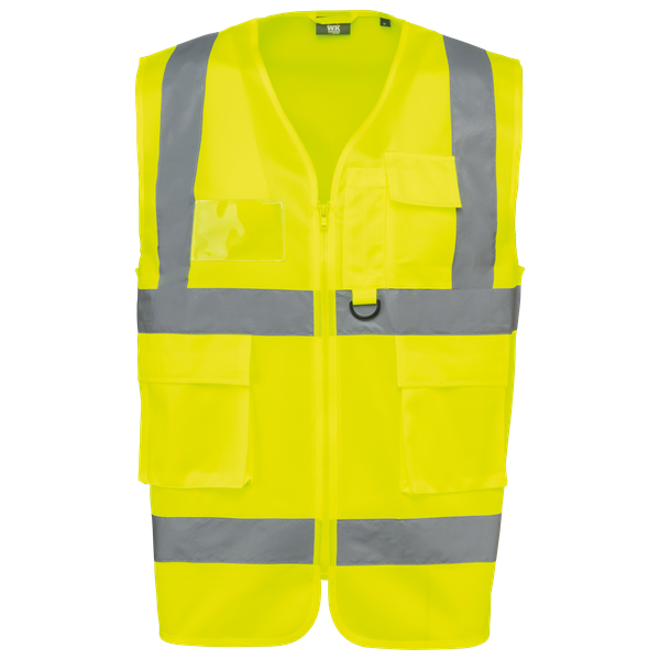 Gilet de sécurité haute visibilité recyclé avec zip unisexe Hi Viz Yellow WK. Designed To Work