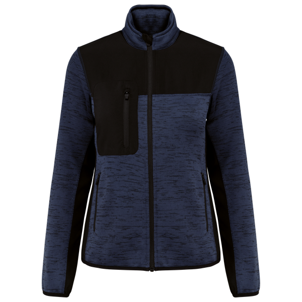 Veste recyclée en polytricot femme Navy Melange / Black WK. Designed To Work