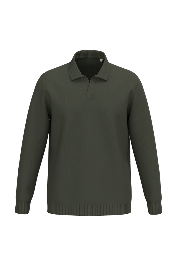 Pull homme à col polo Organic Khaki Spasso