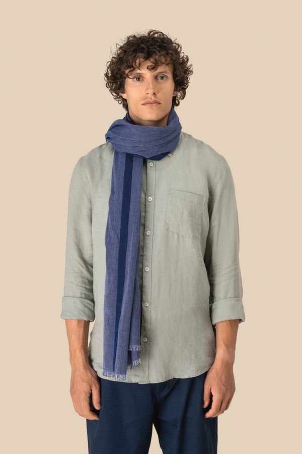 Chèche en chambray unisexe Blue Dotted Spasso