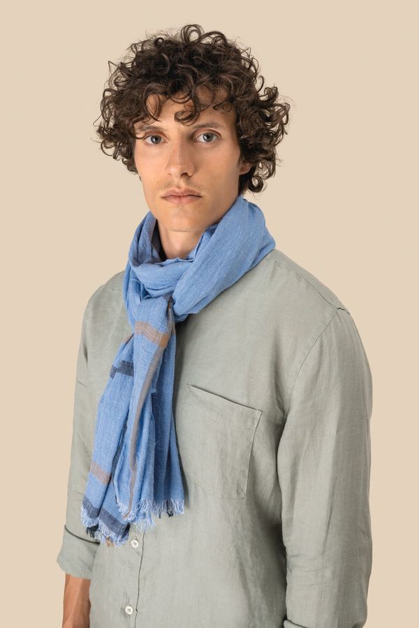 Chèche à rayures unisexe Blue Double Stripes Spasso
