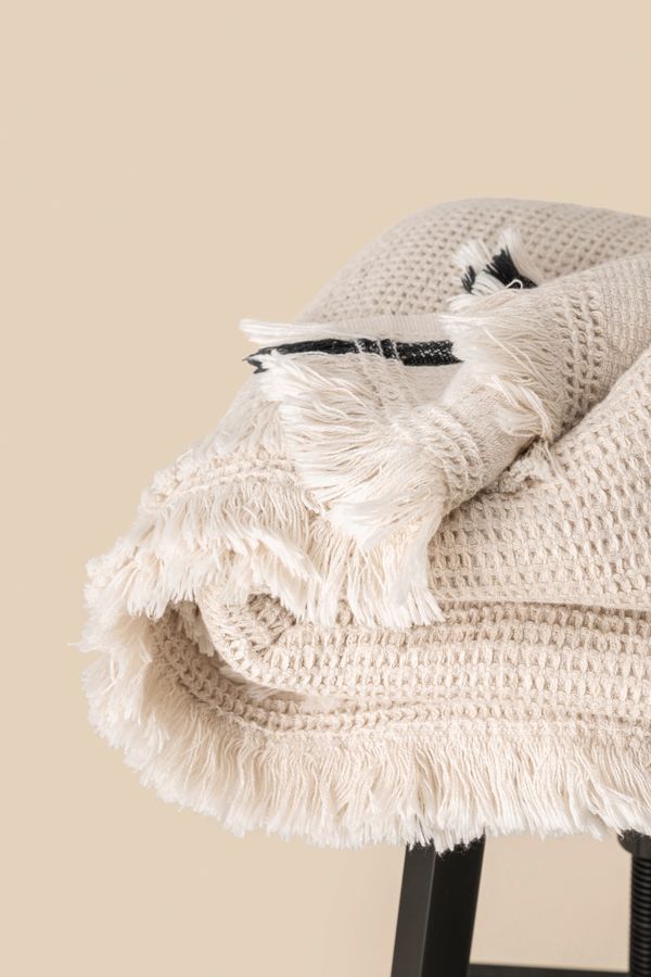 Plaid nid d'abeille Pampa Beige Spasso
