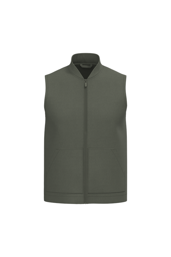 Bodywarmer rembourré en sergé écoresponsable à col teddy unisexe Organic Khaki Native Spirit