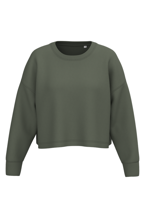 Sweat-shirt crop col rond femme Sporty Khaki PROACT®