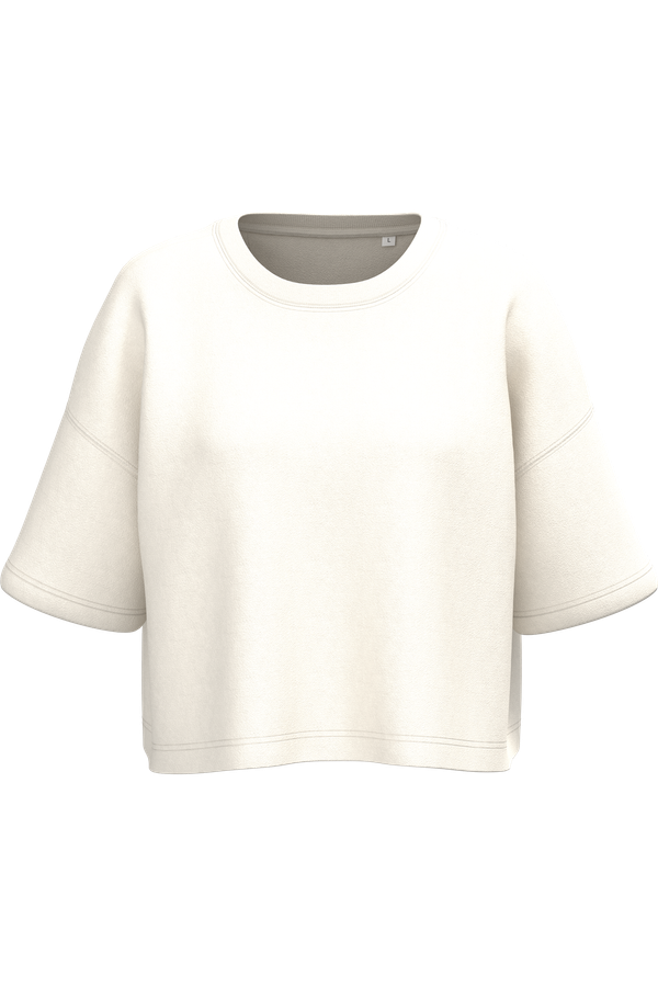 Sweat-shirt crop à manches courtes col rond femme Coconut Milk PROACT®