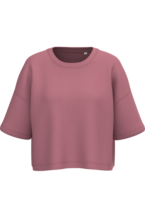 Sweat-shirt crop à manches courtes col rond femme Antique Rose PROACT®