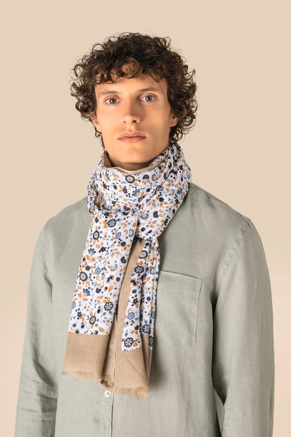 Chèche à motifs floraux unisexe White Floral Blue Spasso