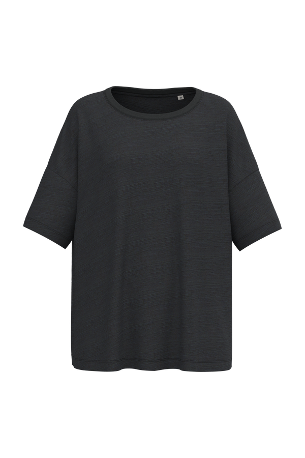 T-shirt écoresponsable slub oversize femme Black Spasso