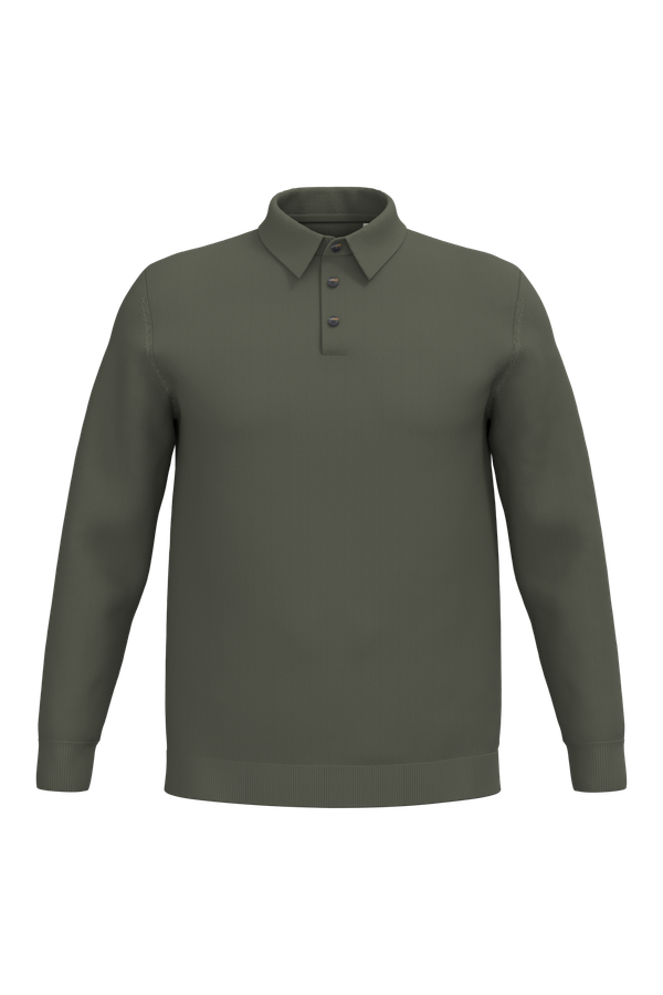 Polo écoresponsable manches longues homme Organic Khaki Spasso