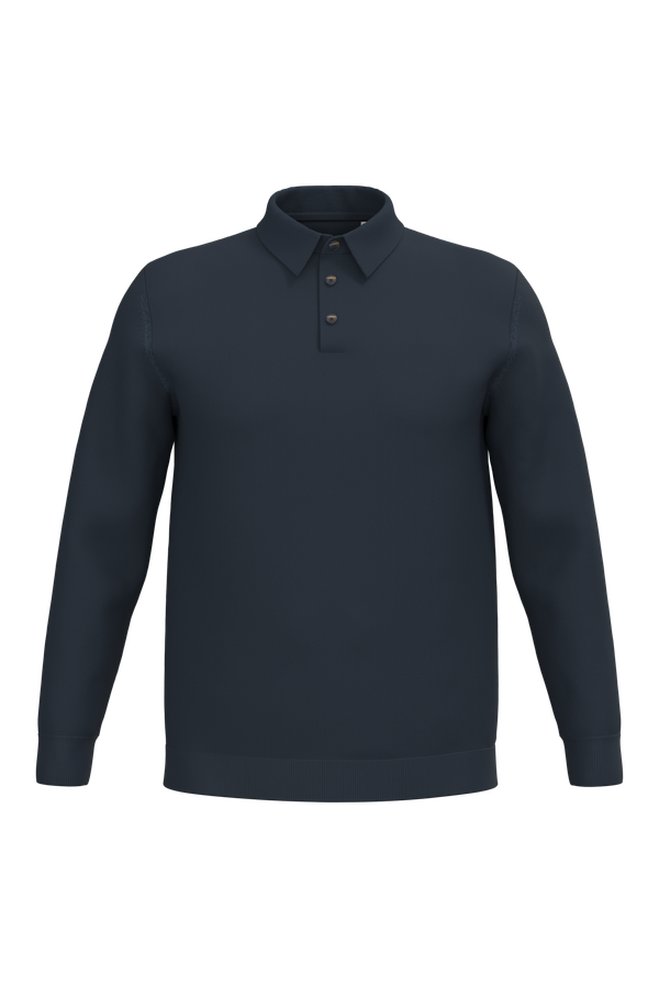 Polo écoresponsable manches longues homme Navy Blue Spasso