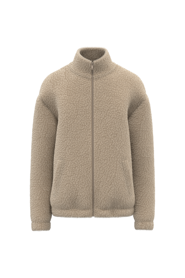 Sweat-shirt zippé à épaules tombantes en sherpa unisexe Wet Sand Spasso