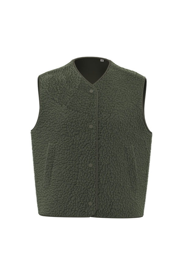 Veste sans manches en sherpa femme Forest Khaki Spasso