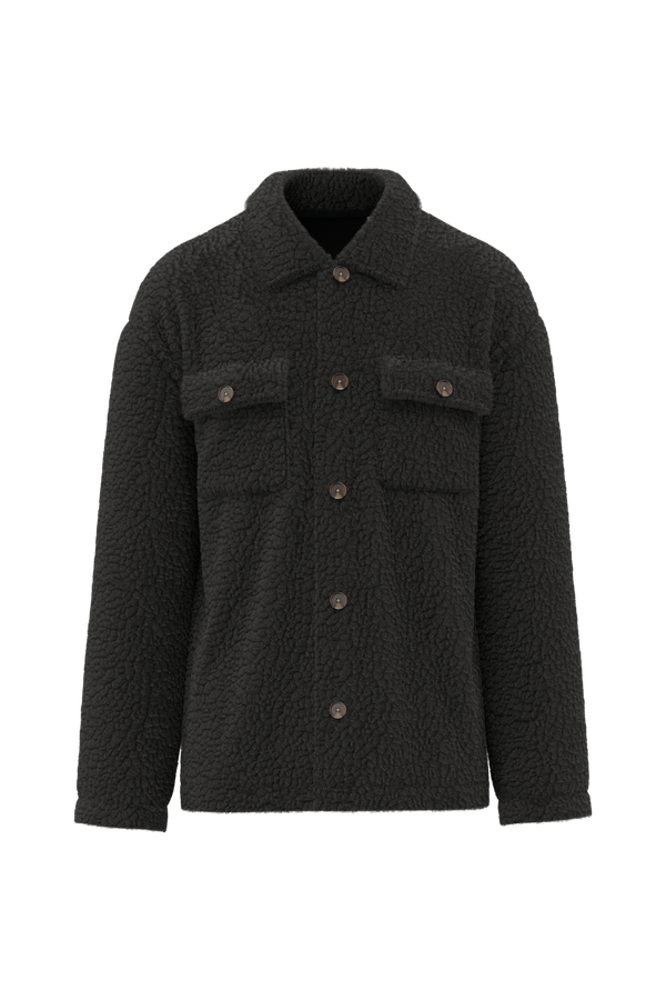 Surchemise à épaules tombantes en sherpa unisexe Black Spasso