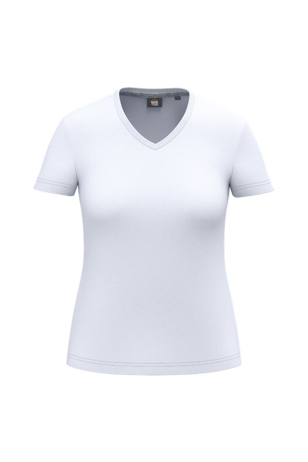 T-shirt écoresponsable col V antibactérien femme White WK. Designed To Work