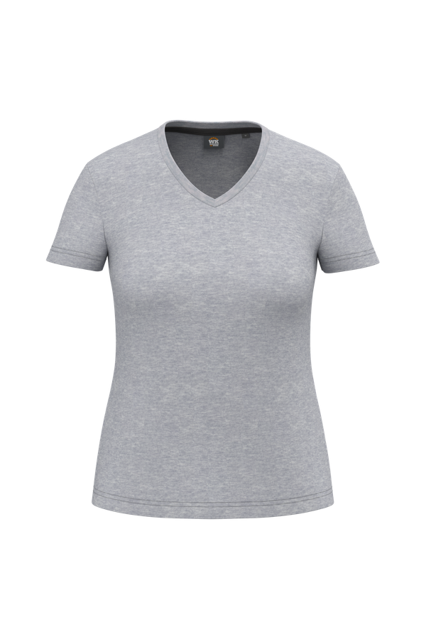 T-shirt écoresponsable col V antibactérien femme Oxford Grey WK. Designed To Work