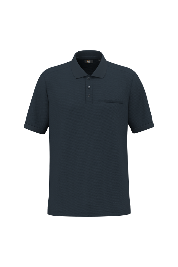 Polo unisexe écoresponsable avec poche poitrine Navy WK. Designed To Work
