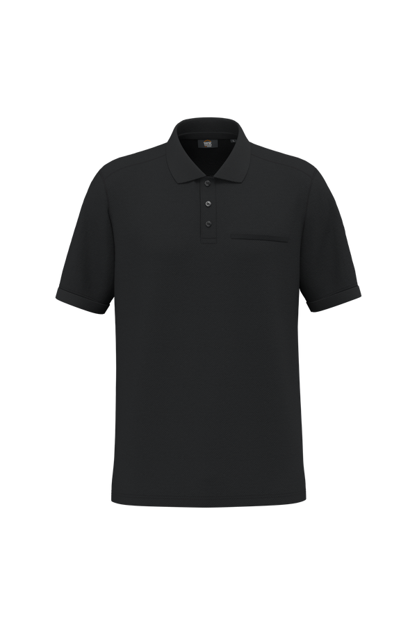 Polo unisexe écoresponsable avec poche poitrine Black WK. Designed To Work
