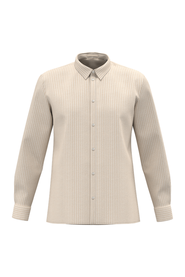 Chemise rayée en lin homme Ivory / Wet Sand Stripes Spasso