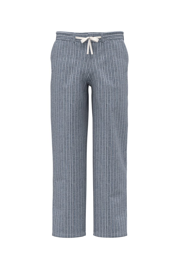 Pantalon rayé en lin homme Navy Blue Chambray / White Stripes Spasso