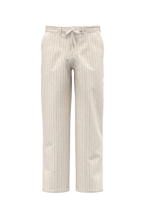 Pantalon rayé en lin homme Ivory / Wet Sand Stripes Spasso