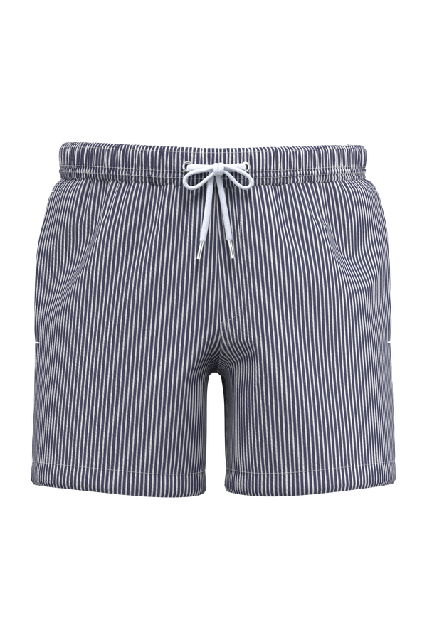 Short de bain écoresponsable rayé homme White / Navy Blue Stripes Spasso
