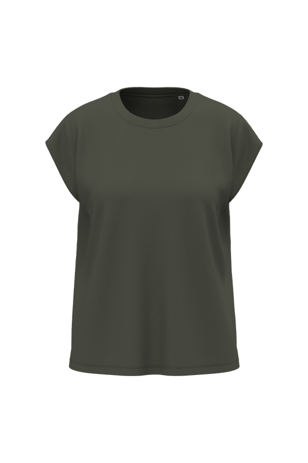 T-shirt écoresponsable sans manches à épaulettes femme Organic Khaki Spasso