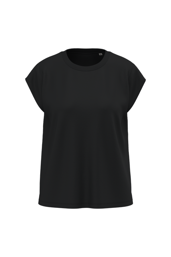 T-shirt écoresponsable sans manches à épaulettes femme Black Spasso