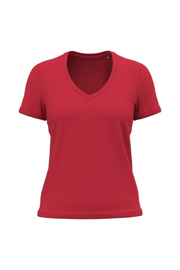 T-shirt BIO150 col V femme Red Kariban