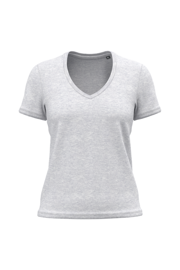 T-shirt BIO150 col V femme Ash Heather Kariban