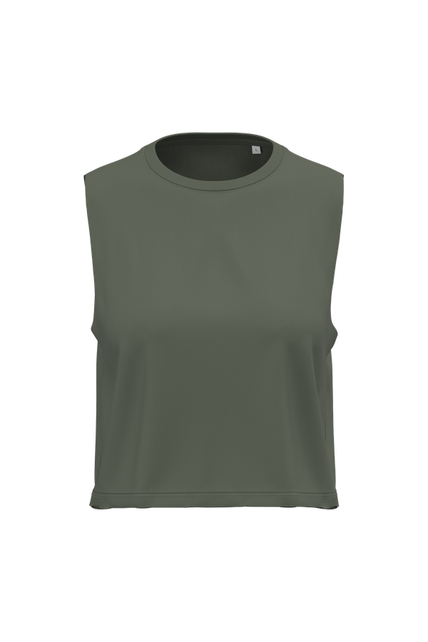 T-shirt crop sans manches femme Sporty Khaki PROACT®