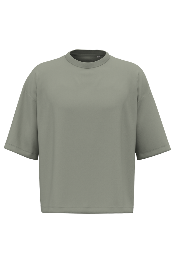 T-shirt écoresponsable boxy à épaules tombantes homme Almond Green Native Spirit