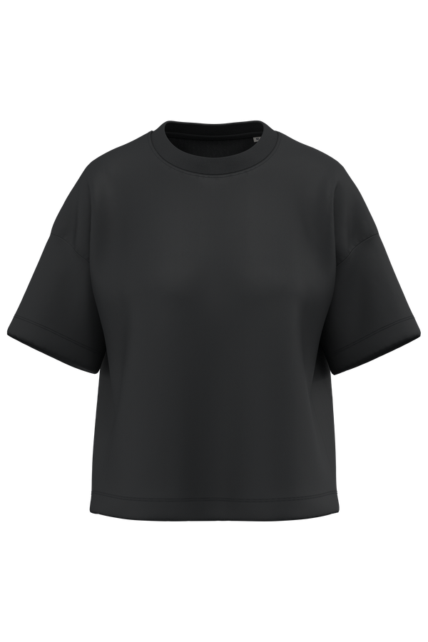 T-shirt écoresponsable boxy à épaules tombantes femme Black Native Spirit