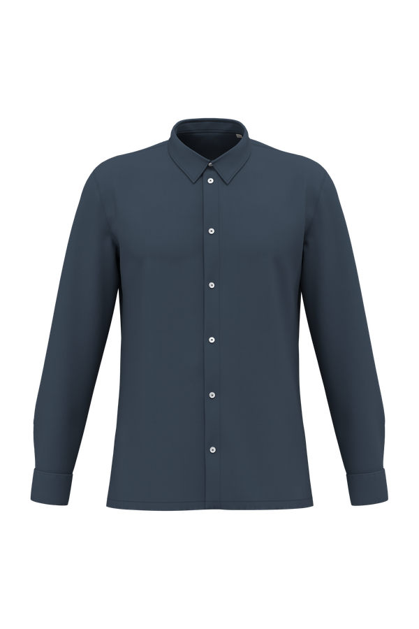 Chemise écoresponsable délavée en maille piquée homme Washed Navy Blue Spasso