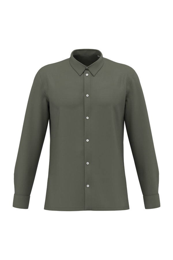 Chemise écoresponsable délavée en maille piquée homme Washed Organic Khaki Spasso