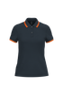 Polo femme manches courtes à rayures Navy / Orange Kariban