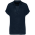 Polo en lin femme Navy Blue Spasso