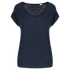 T-shirt col V en lin femme Navy Blue Spasso