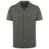 Chemise écoresponsable à col bowling délavée en jersey manches courtes homme Washed Organic Khaki Spasso