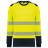 Sweat-shirt de sécurité recyclé col rond unisexe Hi Viz Yellow / Navy WK. Designed To Work